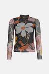 Oasis Bold Floral Mesh Funnel Neck Top thumbnail 4