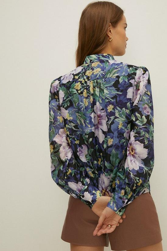 Oasis Navy Bloom Floral Chiffon Shirt 3
