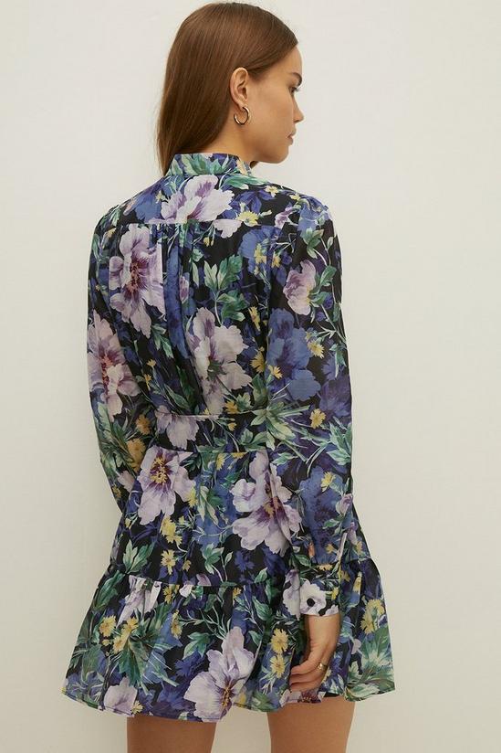 Oasis Navy Bloom Floral Chiffon Mini Shirt Dress 3