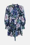 Oasis Navy Bloom Floral Chiffon Mini Shirt Dress thumbnail 4