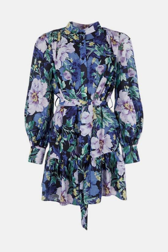 Oasis Navy Bloom Floral Chiffon Mini Shirt Dress 4