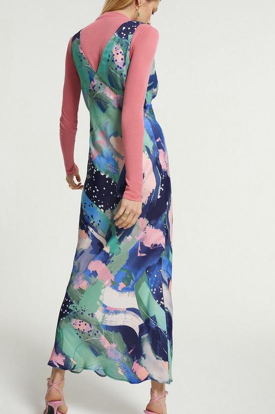 Oasis Zaya Kai Brushstroke Printed Bias Midi Dress 3