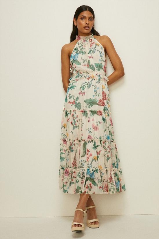 Oasis Trailing Flower Printed Halter Midi Dress 2