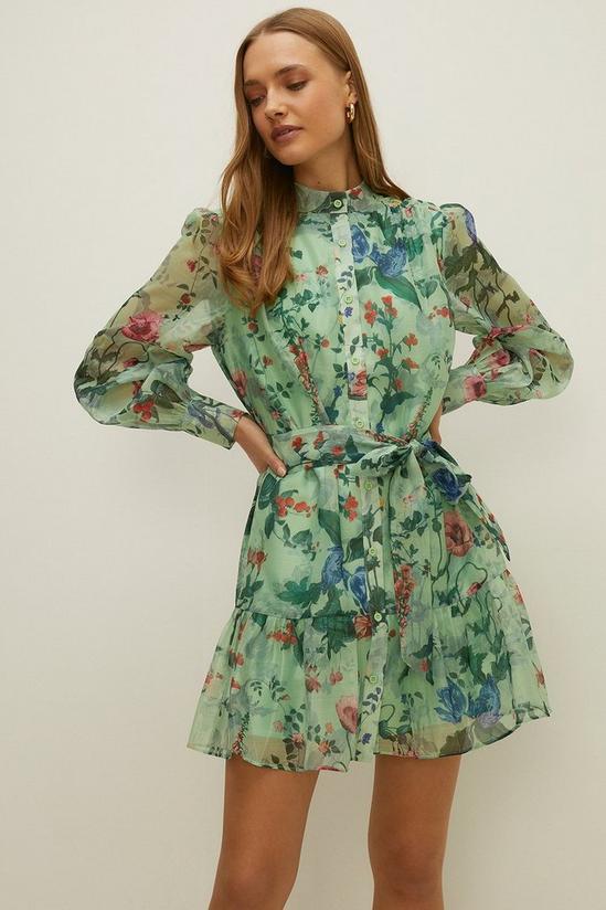 Oasis Trailing Flower Organza Mini Shirt Dress 2