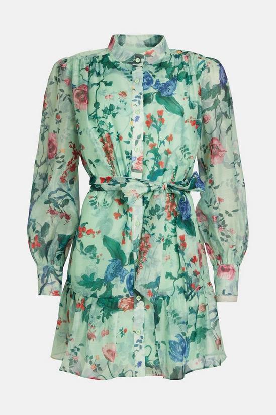 Oasis Trailing Flower Organza Mini Shirt Dress 4