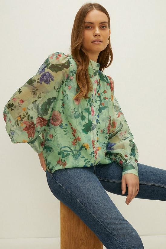 Oasis Trailing Flower Organza Printed Shirt 1