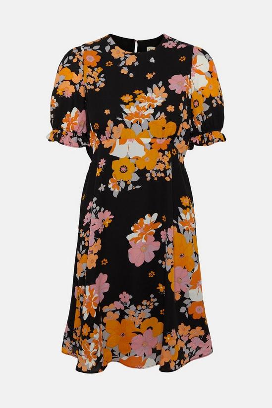 Oasis Vibrant Floral Puff Sleeve Skater Tea Dress 4