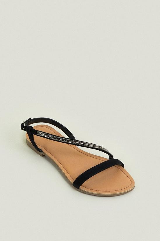 Oasis Leather Asymmetric Diamante Strap Sandal 1