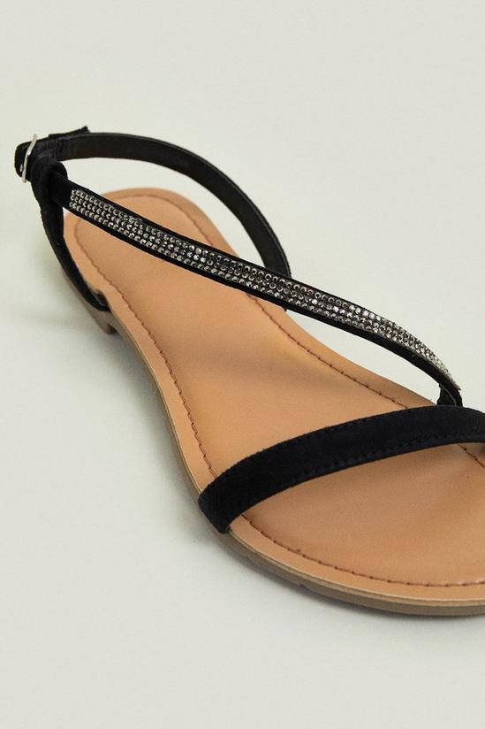 Oasis Leather Asymmetric Diamante Strap Sandal 3
