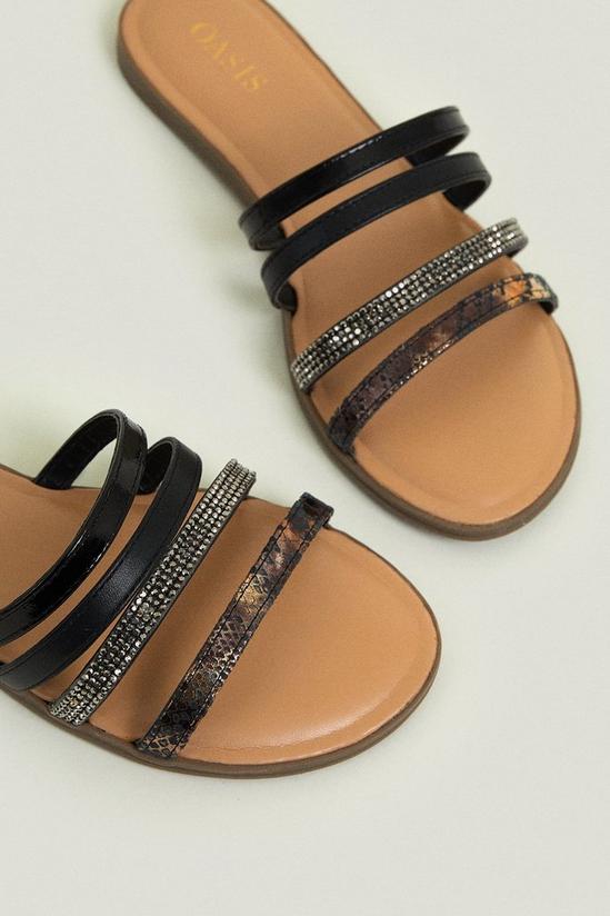 Oasis Leather Snake Diamante Multi Strap Sandal 3