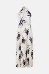 Oasis Ivory Mono Floral Halter Pleated Midi Dress thumbnail 4