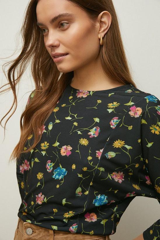 Oasis Slinky Jersey Patched Floral Batwing Top 1