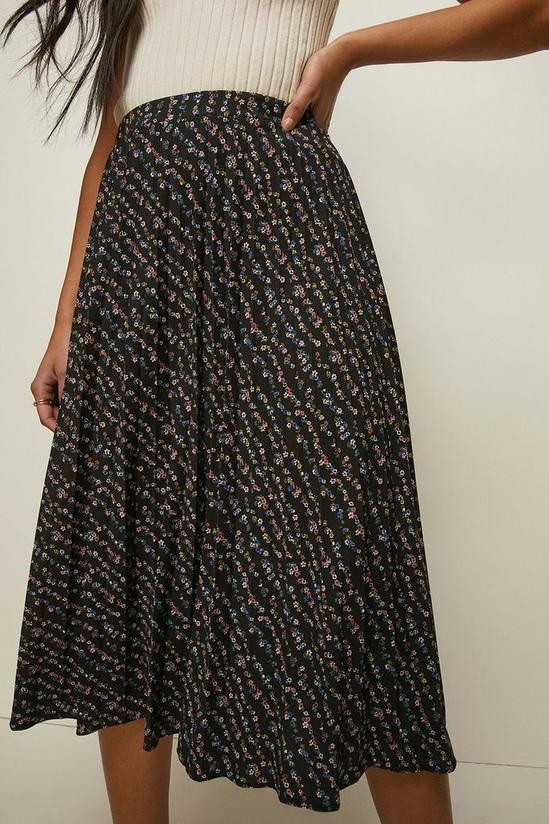 Oasis Slinky Jersey Floral Printed Pleated Midi Skirt 2