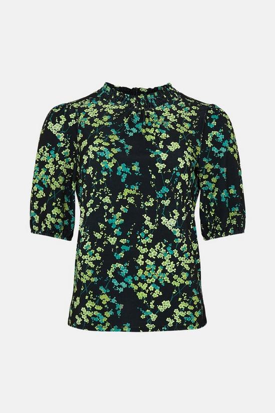 Oasis Slinky Jersey Floral Shirred Neck Top 4