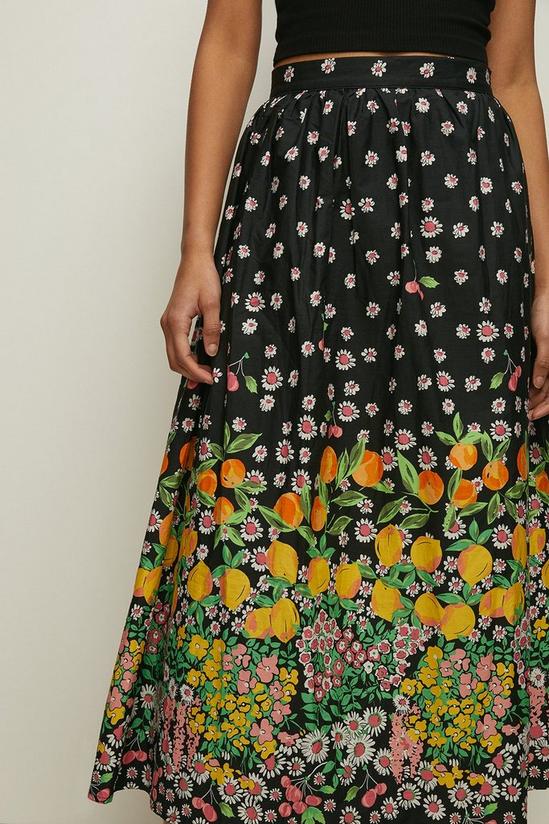 Oasis Fruit Daisy Border Printed Midi Skirt 2