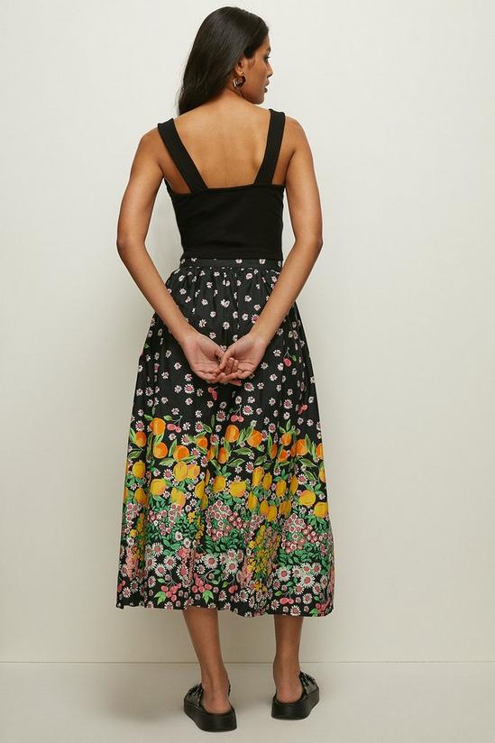 Oasis Fruit Daisy Border Printed Midi Skirt 3