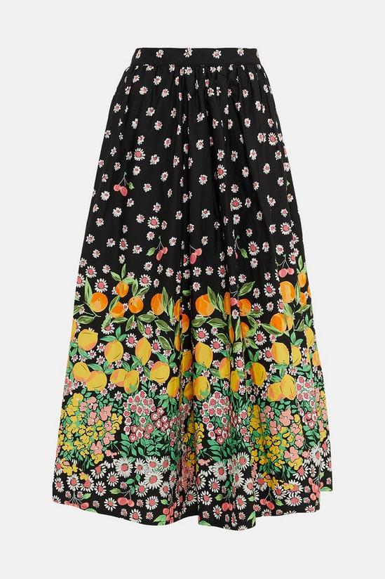 Oasis Fruit Daisy Border Printed Midi Skirt 4