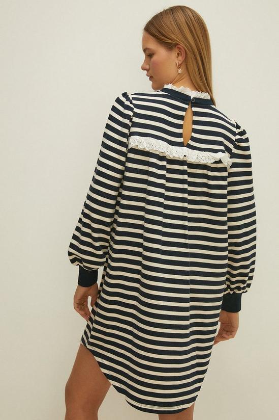 Oasis Stripe Broderie Mini Sweat Dress 3
