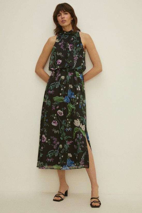Oasis Petite Trailing Flower Printed Halter Dress 1