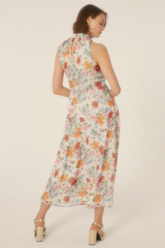 Oasis Petite Poppy Floral Printed Halter Midi Dress 3