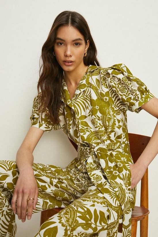 Oasis Floral Print Linen Mix Puff Sleeve Jumpsuit 1