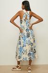 Oasis Linen Ikat Print Mix V Neck Tailored Midi Dress thumbnail 3