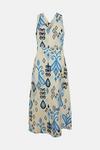 Oasis Linen Ikat Print Mix V Neck Tailored Midi Dress thumbnail 4