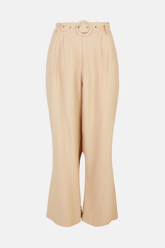 Oasis Linen Look Cropped Wide Leg Tailored Trousers 4