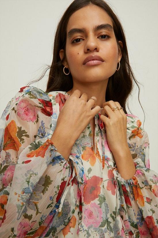Oasis Poppy Floral Printed Tie Keyhole Blouse 2