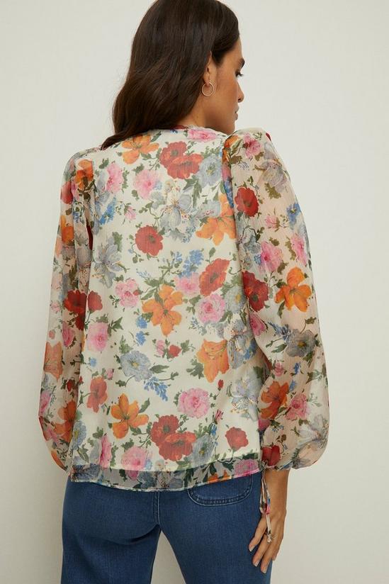 Oasis Poppy Floral Printed Tie Keyhole Blouse 3