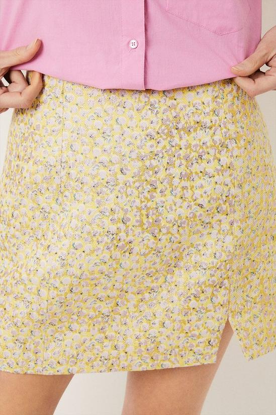 Oasis Ditsy Lemon Metallic Jacquard Mini Skirt 2