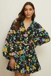 Oasis Laura Whitmore Neon Floral Structured Wrap Dress thumbnail 3