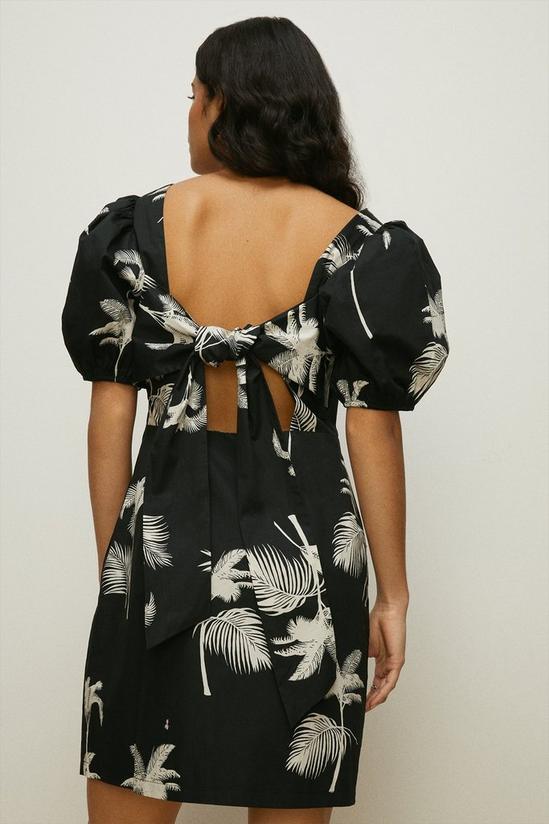 Oasis Palm Tree Printed Puff Sleeve Aline Dress 3