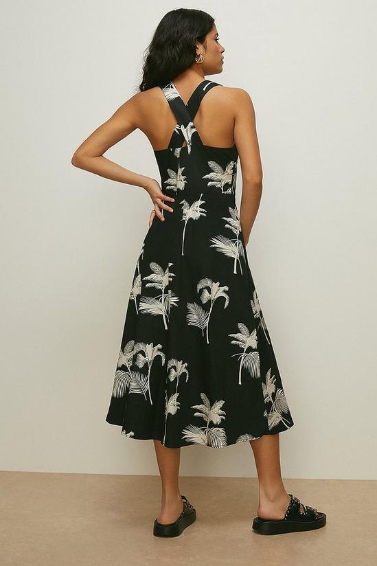 Oasis Palm Tree Printed Pinny Strap Midi Dress 3