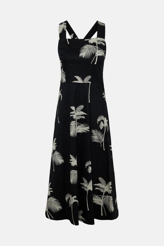 Oasis Palm Tree Printed Pinny Strap Midi Dress 4