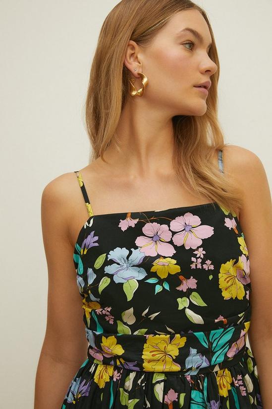 Oasis Neon Floral Ruched Bodice Strappy Midi Dress 2