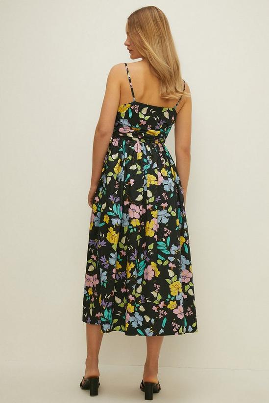 Oasis Neon Floral Ruched Bodice Strappy Midi Dress 3
