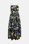 Oasis Neon Floral Ruched Bodice Strappy Midi Dress thumbnail 4