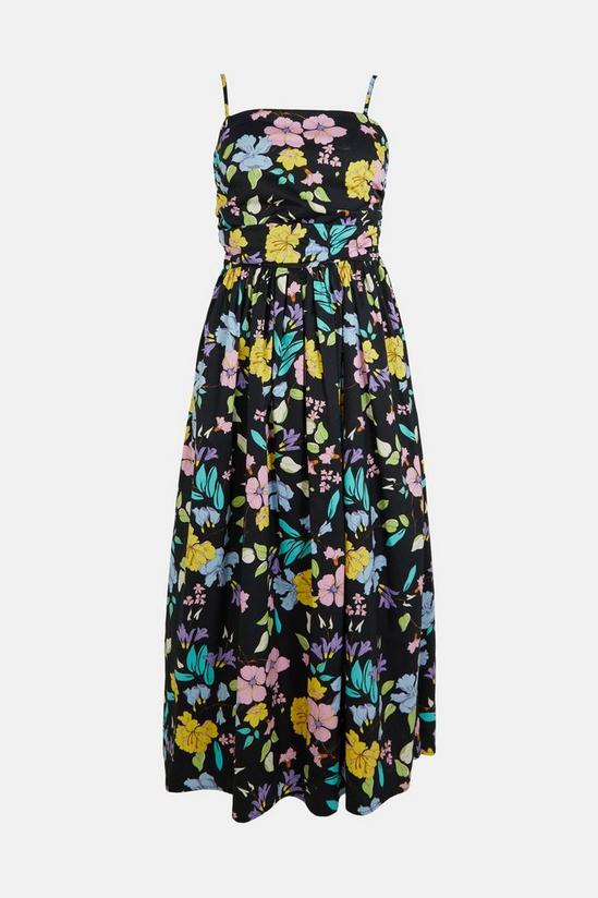Oasis Neon Floral Ruched Bodice Strappy Midi Dress 4