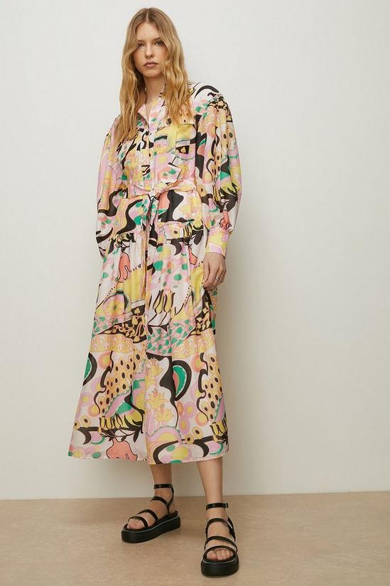 Oasis Pastel Swirl Printed Midi Shirt Dress 2