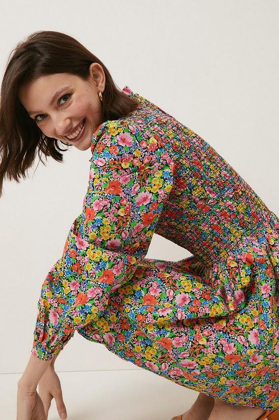 Oasis Shirred Peplum Vibrant Floral Mini Dress 2