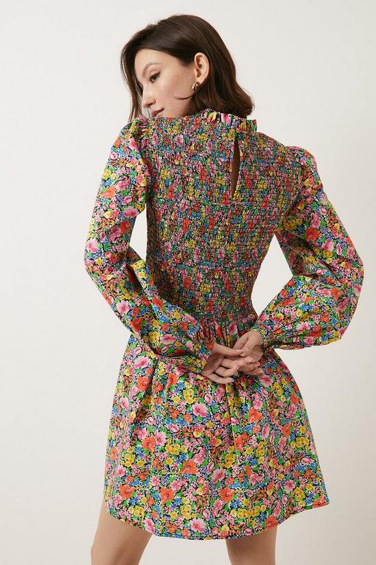 Oasis Shirred Peplum Vibrant Floral Mini Dress 3