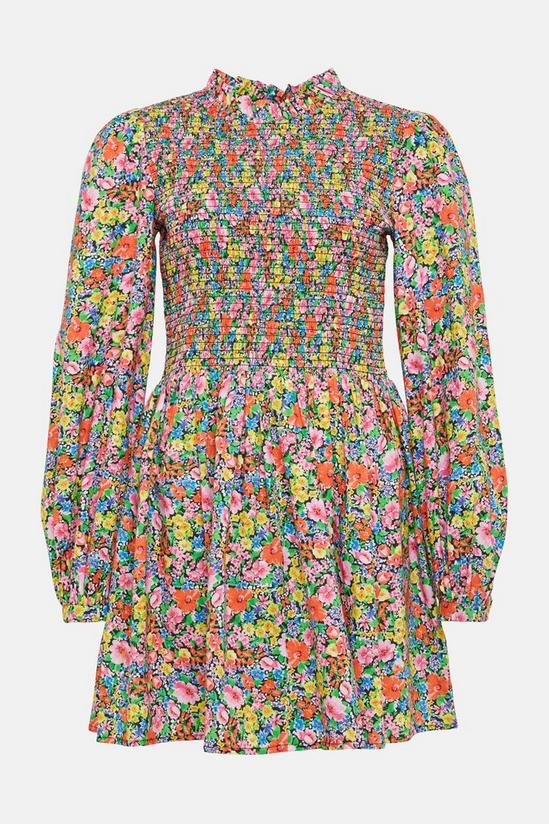 Oasis Shirred Peplum Vibrant Floral Mini Dress 4