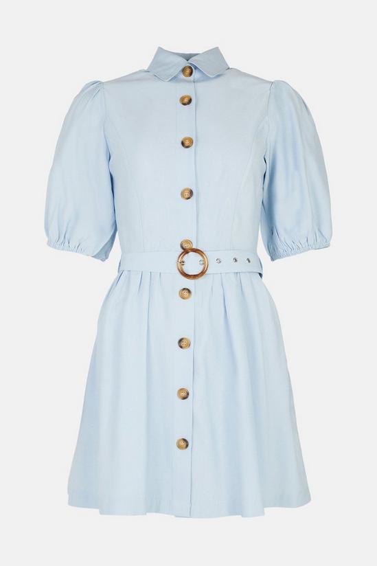 Oasis Puff Sleeve Linen Look Dress 4