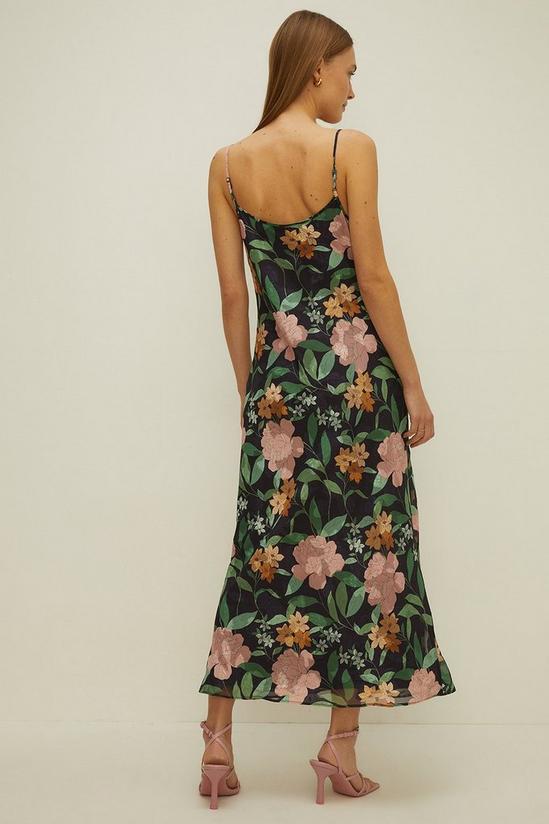 Oasis Floral Satin Burnout Cowl Slip Dress 3