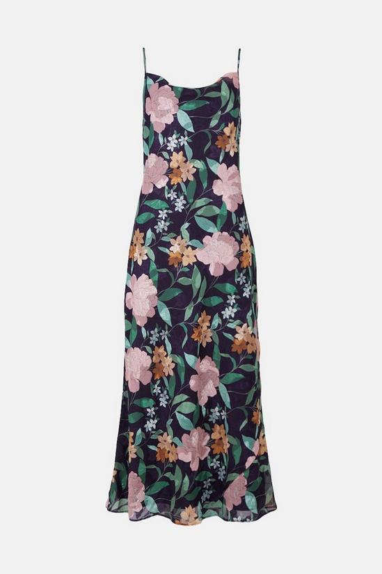 Oasis Floral Satin Burnout Cowl Slip Dress 4