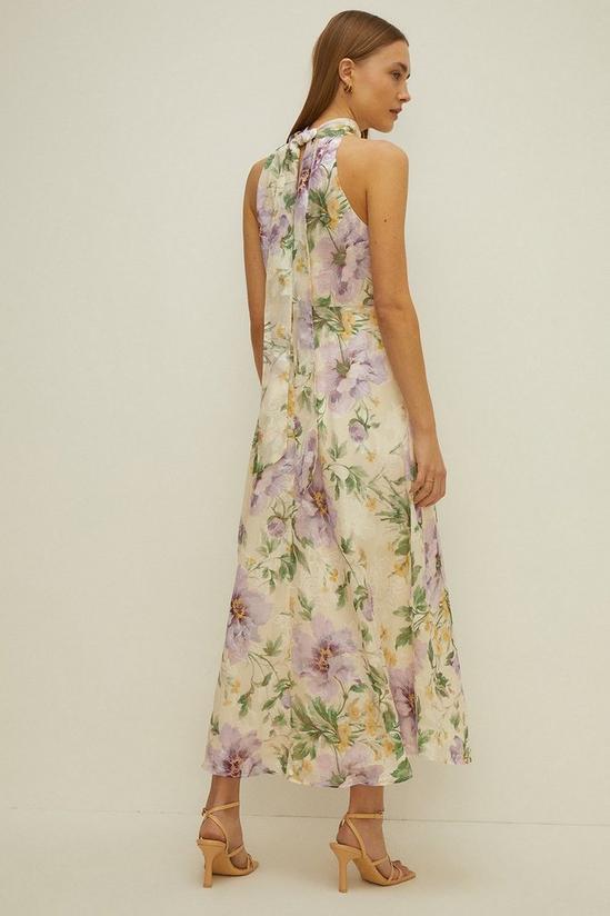 Oasis Lyanna Floral Satin Burnout Halter Neck Midi Dress 3