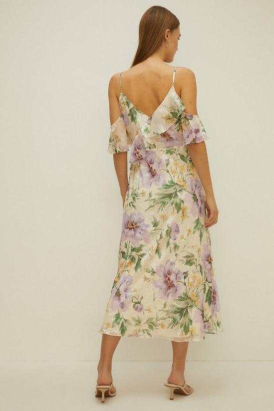 Oasis Floral Satin Burnout Cold Shoulder Dress 3