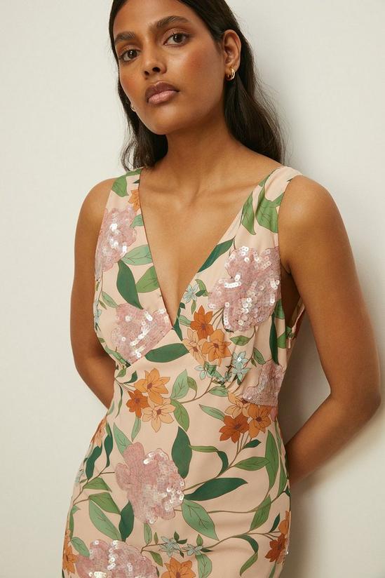 Oasis Sequin Floral Strappy Midi Dress 2