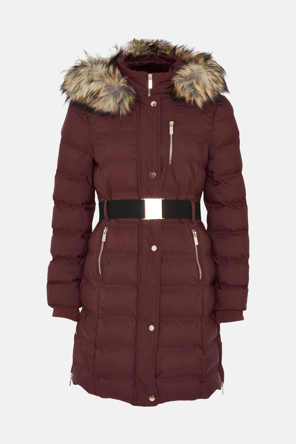 Oasis yarmouth shop padded coat burgundy